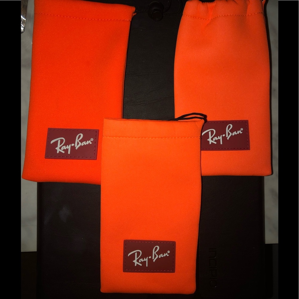 Orange Ray-Ban sunglass pouches